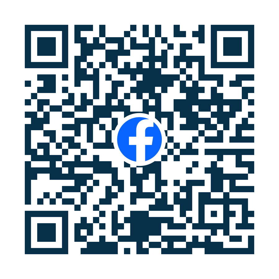 Cod QR Facebook, cu logo Facebook în centru. Link către facebook.com/vatracolibita
